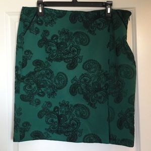 Green and black paisley skirt